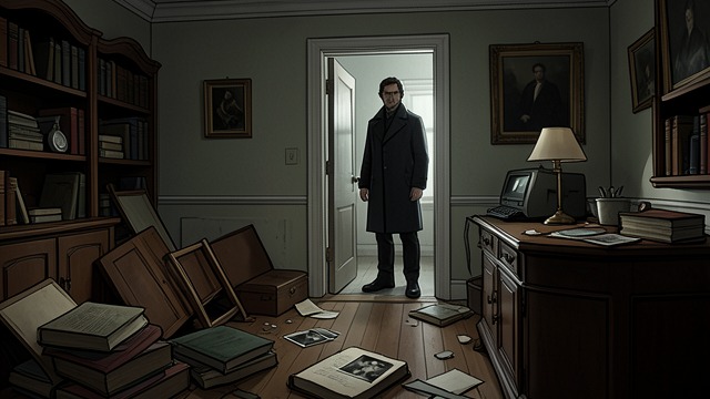 The Flat Is Ransacked from "Firewall". Evidence Removed A Broken Entry Falk’s apartment is found in disarray, and his diary and a photograph are missing.