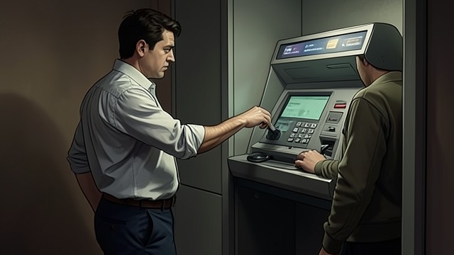 A Threat That Stops Short from "Firewall". Catastrophe Avoided The Transaction Interrupted Carter forces Wallander toward the ATM, but the card is never entered.