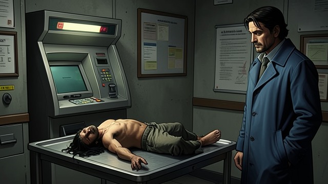 The Body Comes Back from "Firewall". A Grim Return At the Same Machine Falk’s body is placed near the ATM where he died. Two fingers are missing, adding a new form of mutilation to the case.