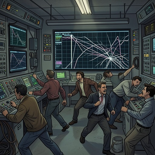 The Skåne Blackout and Infrastructure Conflict from "Firewall". This flow traces how a murder at a power facility turns technical vulnerability into a regional crisis and a warning about modern dependence.