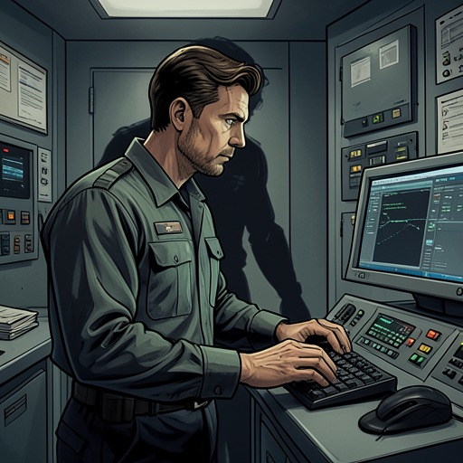 Tynnes Falk’s Double Life from "Firewall". This flow follows Falk from guarded technical consultant to secret conspirator whose sudden death destabilizes his own operation.