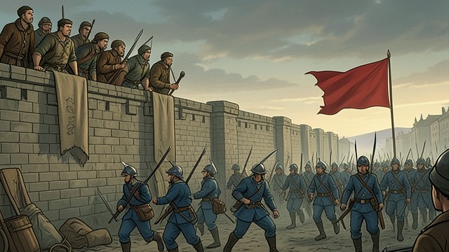 A City Under Siege from "Henry V". A City Under Siege Defenses tested The Governor faces the English assault and must judge whether Harfleur can withstand it.