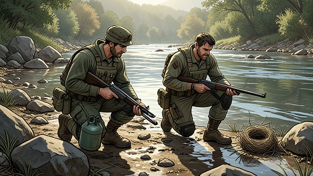 The Long Shoreline Search from "Secret Invasion". The Long Shoreline Search A practical patrol Mason and Demarcus Johnson sweep Pirate’s Bend and continue along the river, carrying shotguns and gasoline.