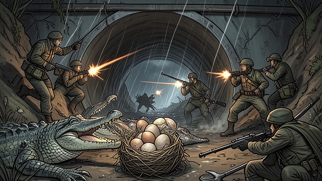 The St. Augustine Culvert Fight from "Secret Invasion". The St. Augustine Culvert Fight A concealed nest A team enters a storm culvert after finding a habitat likely to shelter sliggers.
