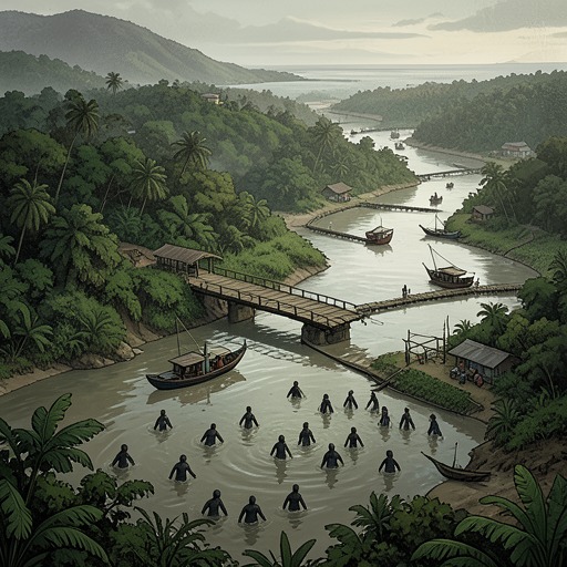 From Coastline to Waterway from "Secret Invasion". This flow traces how an apparent coastal infestation spreads through rivers, canals, and connected wetlands, forcing the campaign to widen inland.