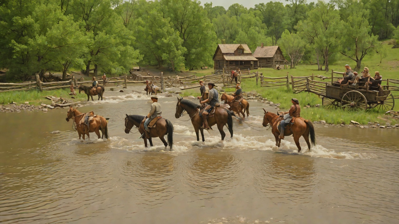 Risking the Creek Crossing from "Little House on the Prairie". Risking the Creek Crossing Scene Pa drives the wagon into the flooded creek and jumps into the water when the horses begin to swim.
