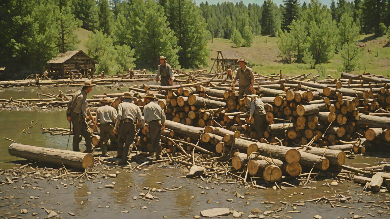 Hauling Logs from the Creek from "Little House on the Prairie". Hauling Logs from the Creek Scene Day after day Pa drives to the creek, cuts logs, and brings them back to the claim.