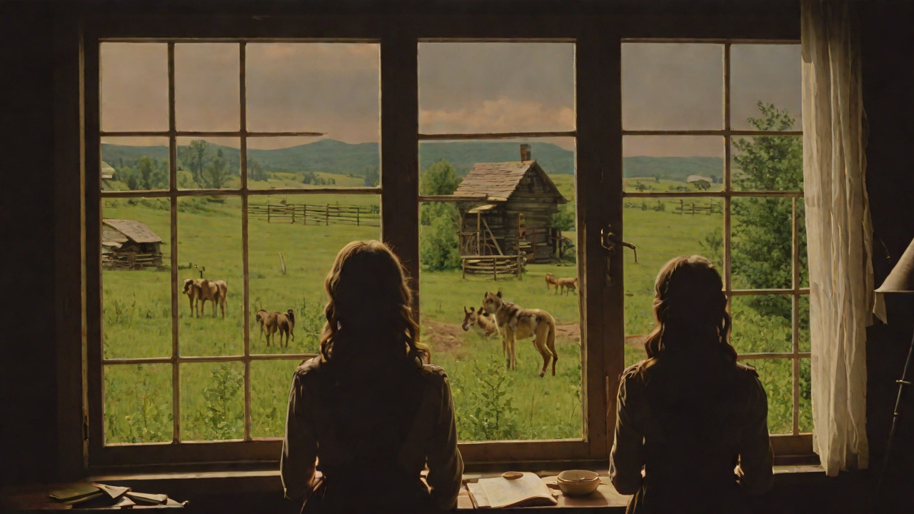 Looking at Wolves from the Window from "Little House on the Prairie". Looking at Wolves from the Window Scene Pa lifts Laura to the window so she can see the wolves in the moonlight.