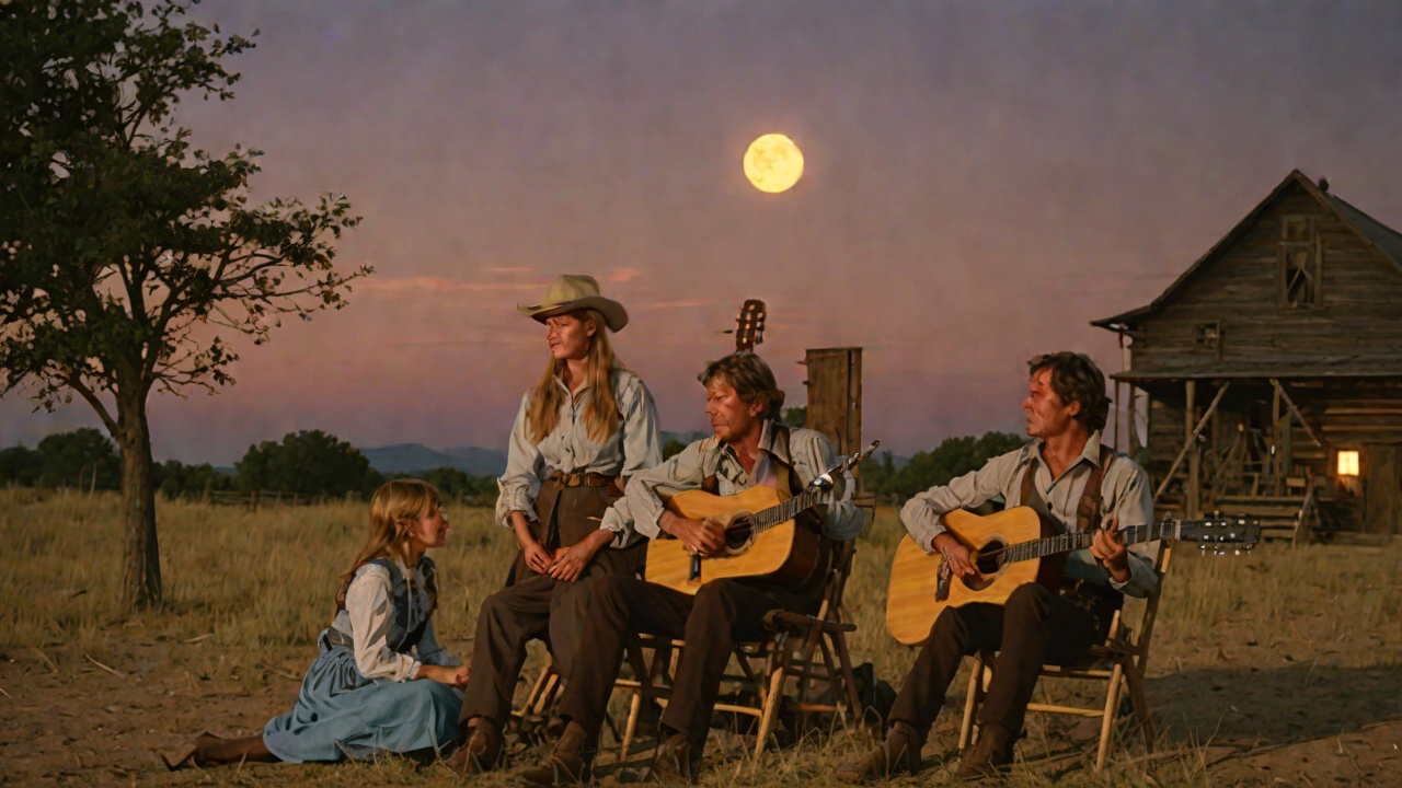 Cowboy Songs in the Evening from "Little House on the Prairie". Cowboy Songs in the Evening Scene Laura and Pa sit under a big moon, and Laura hears a strange low sound far away.