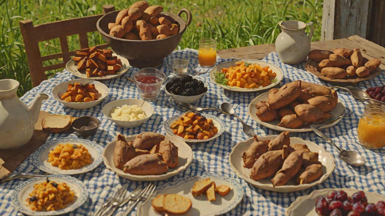 Sweet Potatoes and a Shared Feast from "Little House on the Prairie". Sweet Potatoes and a Shared Feast Scene Mr Edwards pulls sweet potatoes from his pockets, and Ma cooks the big turkey with bread and dried blackberries.