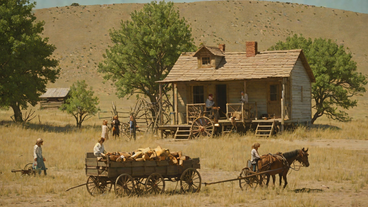 The Last Look at the Little House from "Little House on the Prairie". The Last Look at the Little House Scene Pa opens the back of the wagon cover so the girls can see the little log house one last time.
