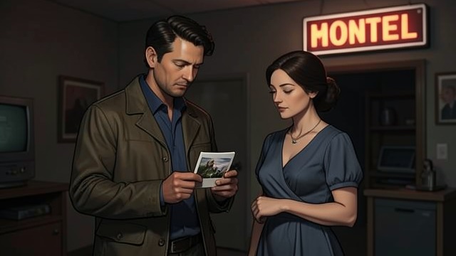 A Clue Arrives in Nevada from "Strangers". Photographs identify another victim A familiar face in a strange image Faye Block and Ernie Block receive a Polaroid of Calvin Sharkle undergoing treatment at…