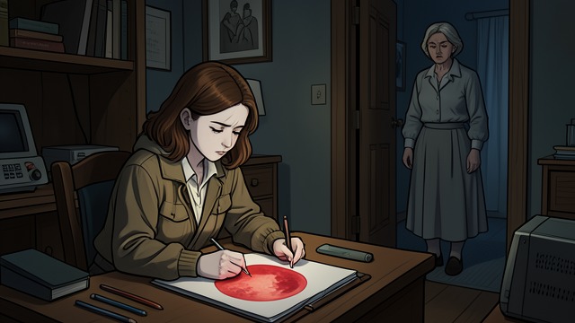 The Moon Takes Over from "Strangers". An obsession deepens Red moons Marcie fills an album with lunar images and colors them scarlet.