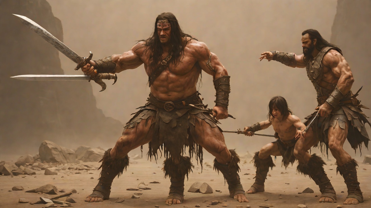 The Trainer's Brutal Art from "Conan the Barbarian". The Trainer's Brutal Art Under Uldin's hands Conan is taught wrestling, staff, spear, axe, and sword.