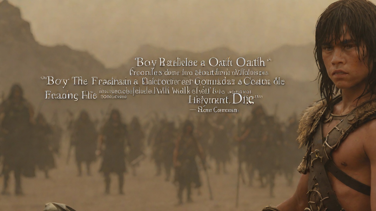 The Boy's Oath from "Conan the Barbarian". The Boy's Oath A single tear freezes on Conan's cheek, and he wipes it away forever.