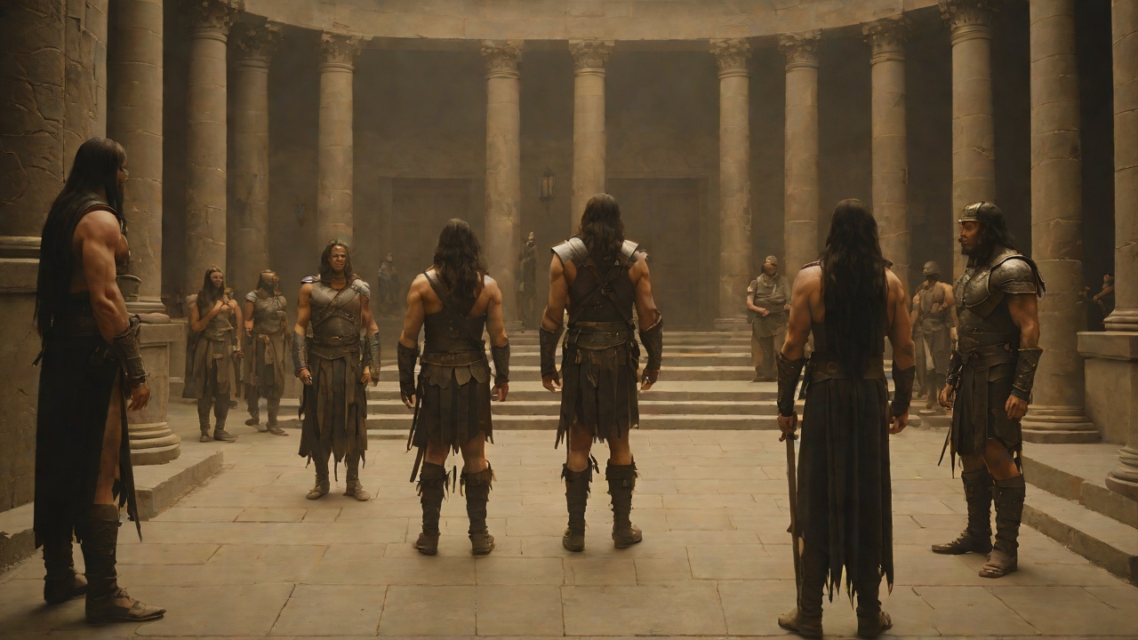 The Guarded Audience from "Conan the Barbarian". The Guarded Audience Osric receives Yaro in secret, placing his two most trusted guards behind pillars.