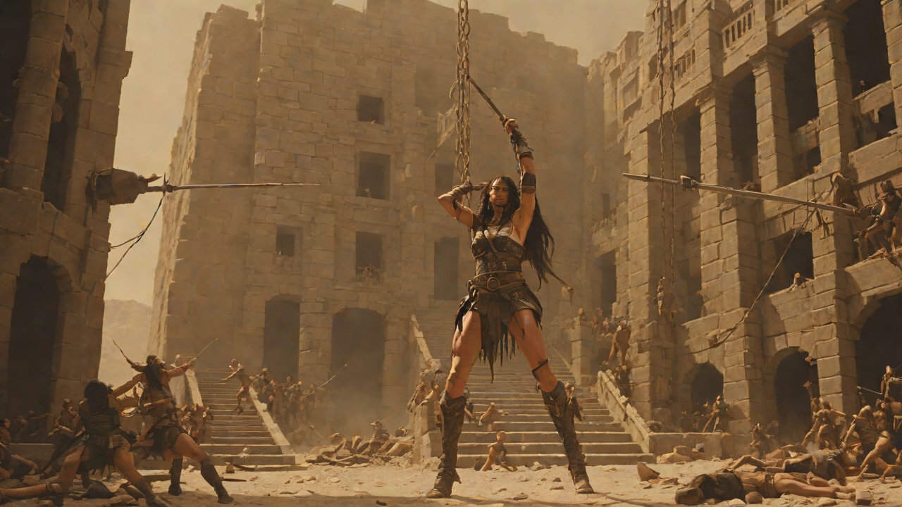 The Counterweight Escape from "Conan the Barbarian". The Counterweight Escape The temple erupts and cultists pour toward the stair while Valeria holds them back.