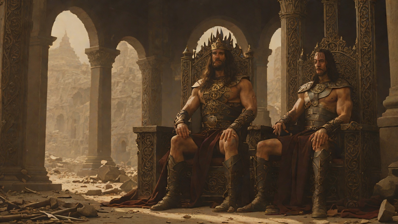 The Worn King from "Conan the Barbarian". The Worn King Osric sits brooding under the canopy of his throne, a warrior lost to wine and despair.