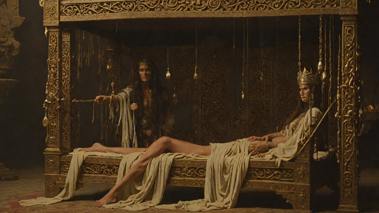 The Priestess in the Palanquin from "Conan the Barbarian". The Priestess in the Palanquin Yasimina appears in a jeweled litter, a high priestess of Set whose beauty outshines the pale moon.