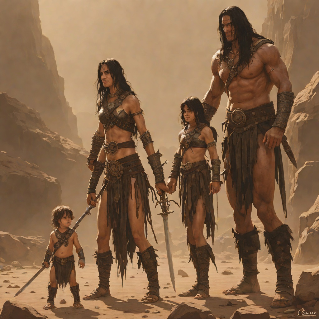 Mother and Son from "Conan the Barbarian". Maeve's fierce courage and death become the wound that gives Conan's oath its unyielding edge.
