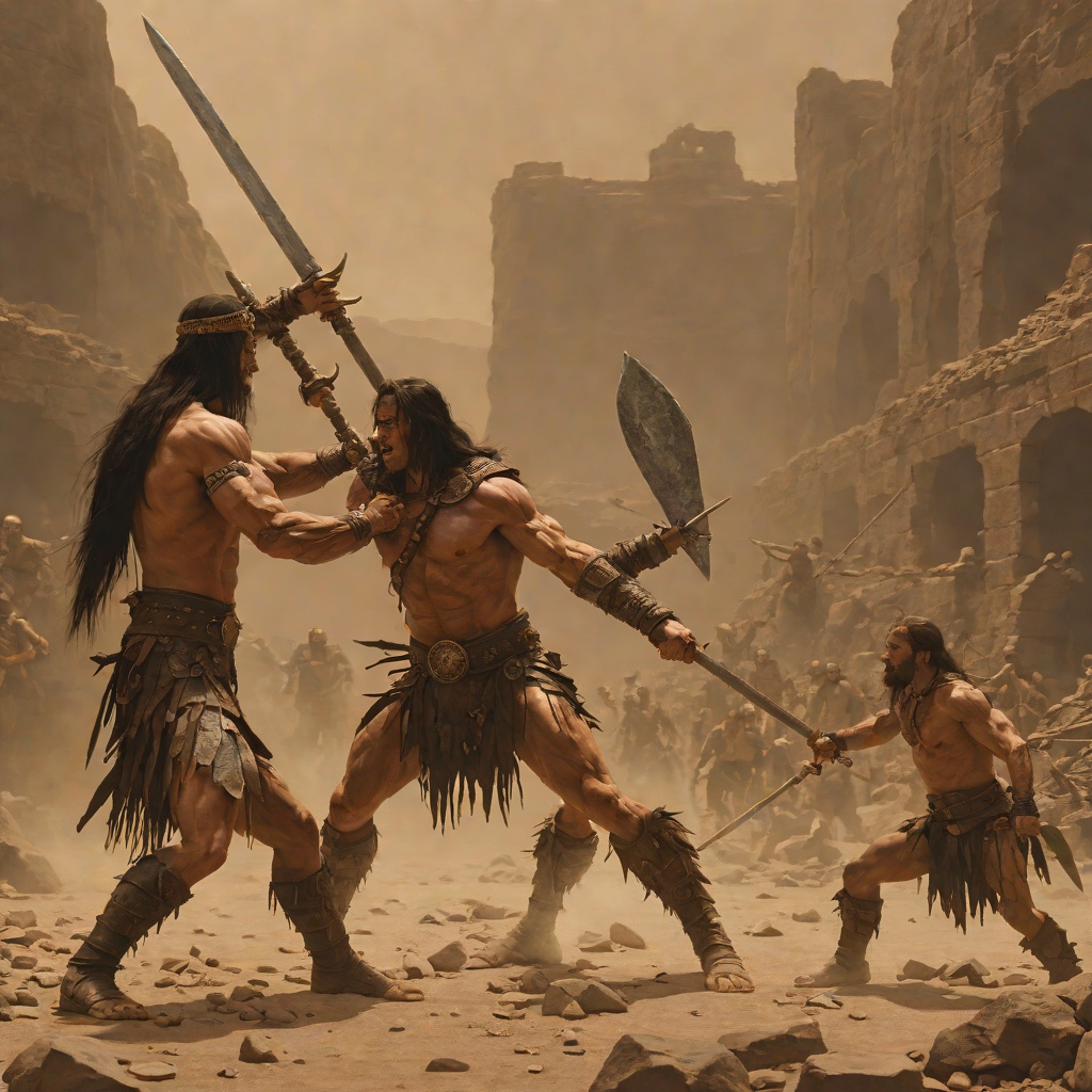 Conan Versus Toghrul from "Conan the Barbarian". The silent war between the pit master and his unwilling champion, ending in Toghrul's death and Conan's first taste of freedom.