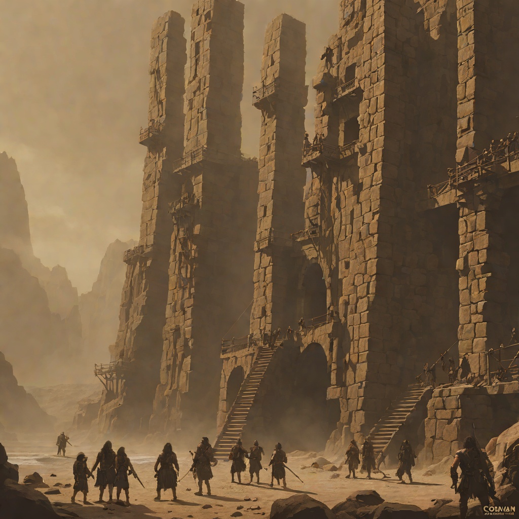 The Tower Heist from "Conan the Barbarian". The three-thief expedition into the Tower of the Black Serpent, a spine of night climbing, serpent-killing, and escape.