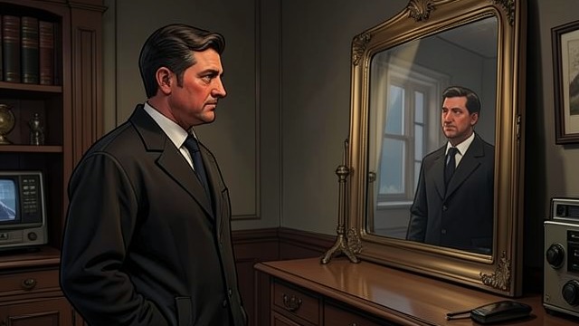 A Healthy Reflection from "Strangers". A Healthy Reflection Hideo checks the Mirror and sees what he considers a normal, ruddy face.
