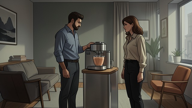 Modern Objects in the Past from "Strangers". Modern Objects in the Past Hideo revisits the parents’ apartment by day and sees an ice-cream maker and other contemporary objects.