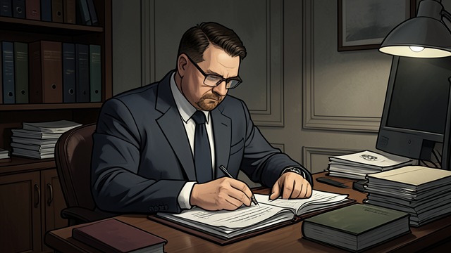 Burke’s Hidden Project from "The Ax". Burke’s Hidden Project An Office Closed Off Burke stores résumés, notes, and plans in his office, keeping the work secret from Marjorie.