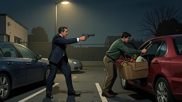 Asche at the Trunk from "The Ax". Asche at the Trunk A Parking-Lot Attack Burke finds Kane Bagley Asche loading purchases into his car and shoots him twice.