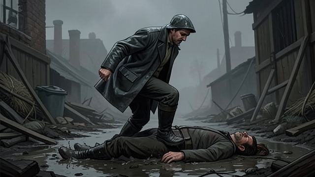Dynes in the Rain from "The Ax". Dynes in the Rain The Plan Goes Awry Burke waits for Everett Boyd Dynes near his home and later encounters him walking in rain near the diner.