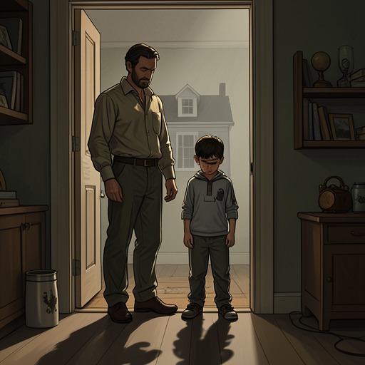 Burke and His Son from "The Ax". The bond between Burke and Billy is tested by arrest, concealment, and the father’s effort to preserve his son’s future.