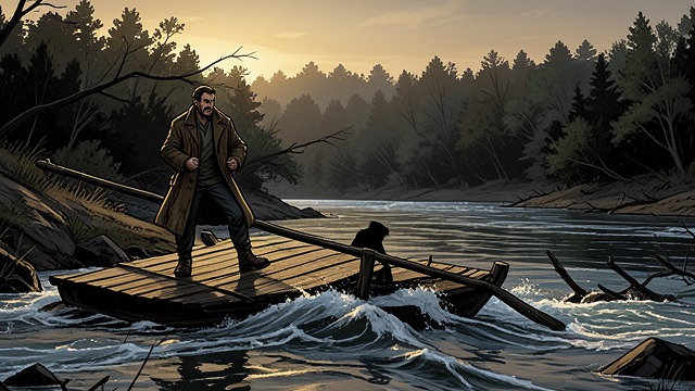 Last Stand from "The Thicket". Grandfather's Defiance Resistance Old Caleb Parker fights Cut Throat Bill despite age, grief, and the dangerous ferry.