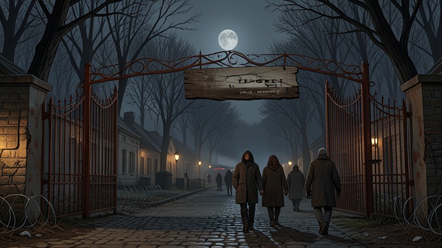 Quarantine Captivity from "The Thicket". A Town Closed In Boundary Hinge Gate is sealed to prevent Smallpox epidemic from spreading.