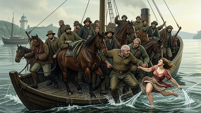 Ferry Confrontation from "The Thicket". The Sabine Crossing Hostile company At the ferry, Jack Parker encounters Cut Throat Bill and the criminals traveling with him.