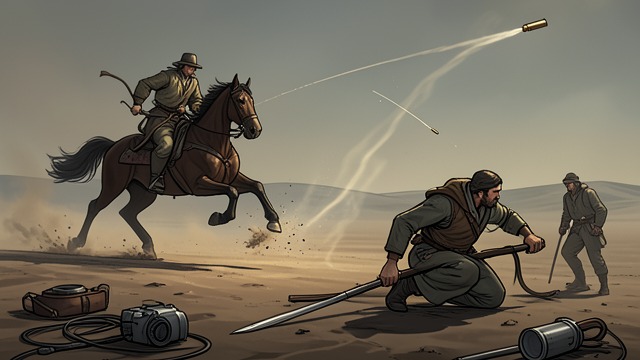 The Impossible Shot from "The Thicket". A Mile of Judgment Pursuit Cut Throat Bill rides away with Lula Parker while Jack Parker cannot catch them.