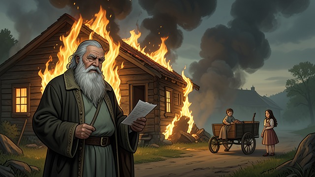 Grandfather's Departure from "The Thicket". The Road to Kansas An imposed future Old Caleb Parker burns the family house and directs Jack Parker and Lula Parker toward Kansas.