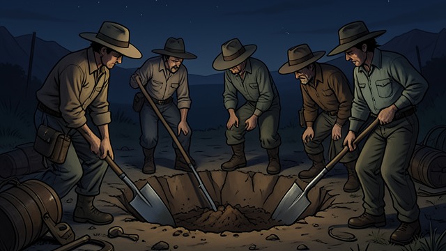 Private Justice from "The Thicket". Burial Without Courts Responsibility Jack Parker and his companions bury both victims and attackers after the gunfight.