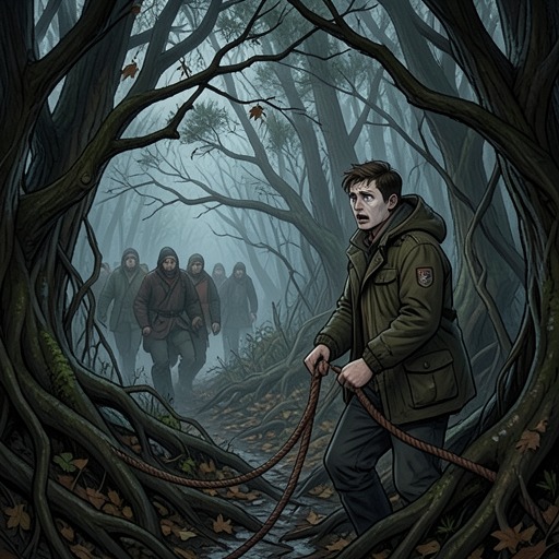 Jack Parker's Rescue Quest from "The Thicket". This flow traces Jack Parker's transformation from a stunned farm boy into the determined leader of a dangerous rescue expedition.