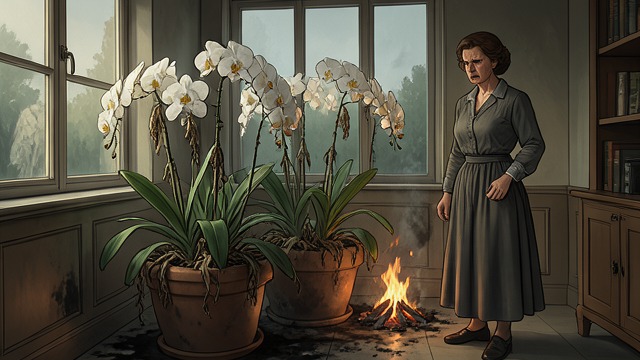The Orchids Are Damaged from "The War of the Roses". The Orchids Are Damaged Retaliation in the Sunroom After the Christmas tree fire, Barbara Rose damages Oliver Rose’s orchids in anger.