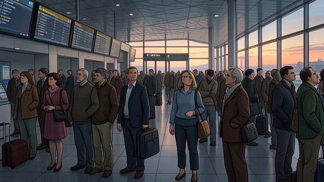 The Airport as Promise from "People We Meet on Vacation". Waiting With Other People A shared direction Poppy sees airports as places where many different people are all trying to reach someone or somewhere.