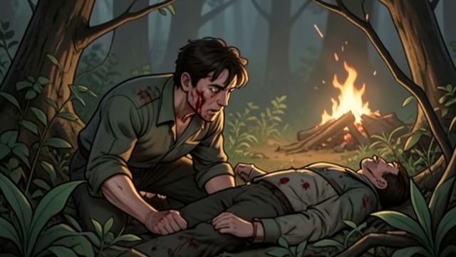 The Rescue at Horseshoe Bend from "News of the World". The Rescue at Horseshoe Bend Under fire Kidd crawls through accurate fire to retrieve Captain Thompson, who has been struck in the throat.
