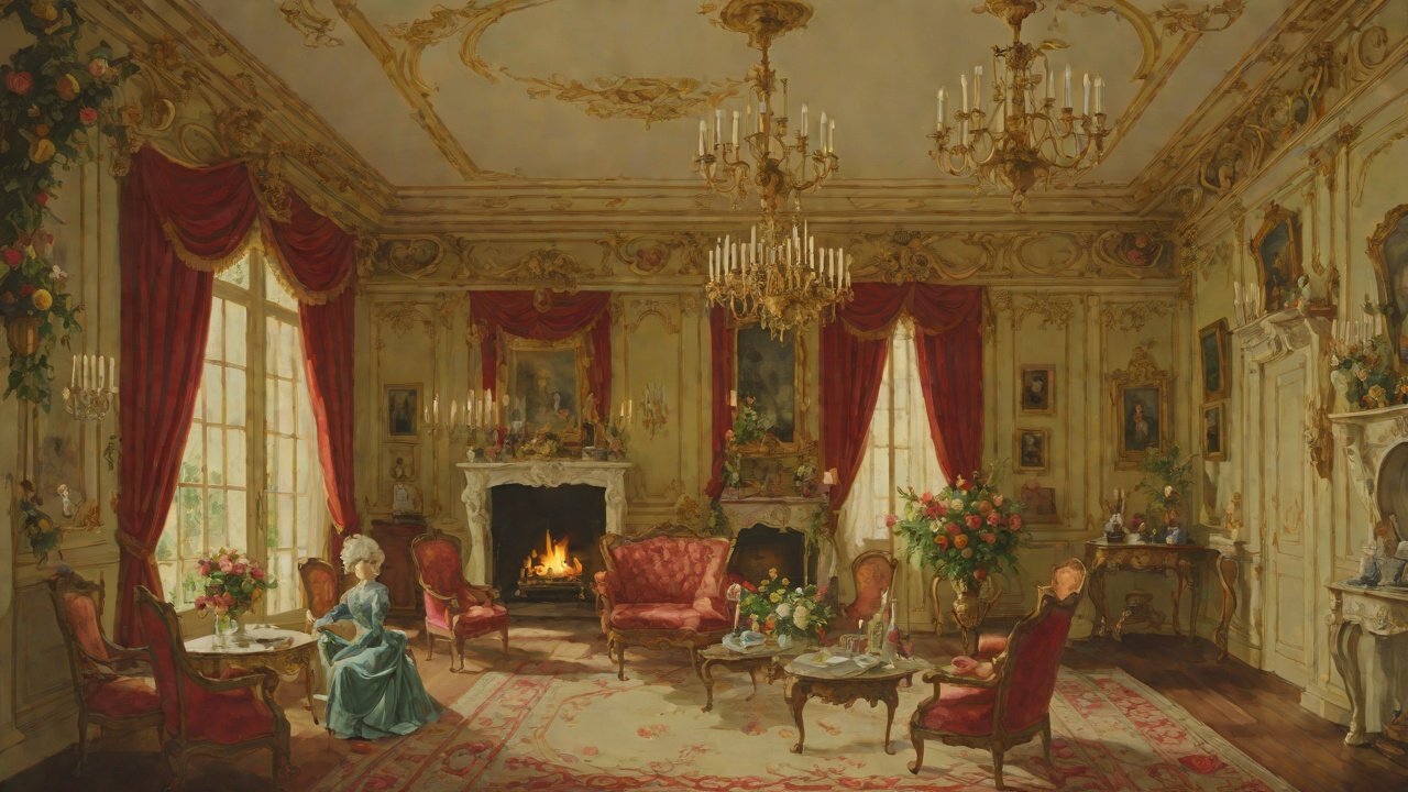 Planned Spectacle from "Le Père". The Household Stage Decorative Abundance Arlequin designs a salon filled with flowers, lights, music, and garlands.