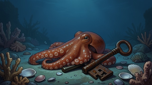 The Sea’s Old Secret from "Remarkably Bright Creatures". A Found Key Human Remains on the Seafloor As a young octopus, Marcellus finds a key among scattered objects on the sea floor.