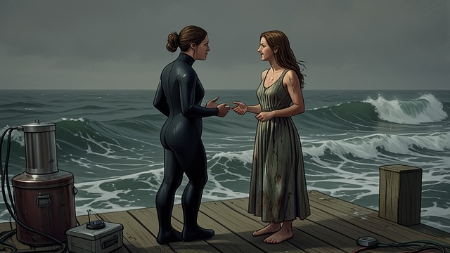 A Woman on the Pier from "Remarkably Bright Creatures". A Moment of Crisis A Stranger in Distress While paddling, Avery finds a woman at the pier railing speaking about a terrible night and an accident.