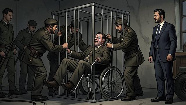 A Prisoner Still Seeking Contact from "Just Mercy". A Human Connection A small cage Joe’s wheelchair becomes trapped in a cramped prison cage, and he cries while officers struggle to free him.