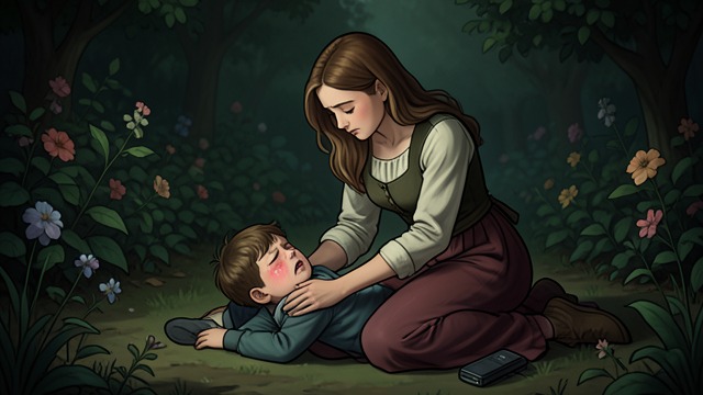 Shared Garden Affection from "Asylum". An Ordinary Motherhood Time Outdoors Stella watches Charlie play in the garden and cares for him when he falls from the apple tree.