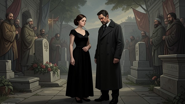 Grief at Stella’s Funeral from "Asylum". The Mother Beside Her Son Public Mourning Brenda attends Stella’s burial with Max.
