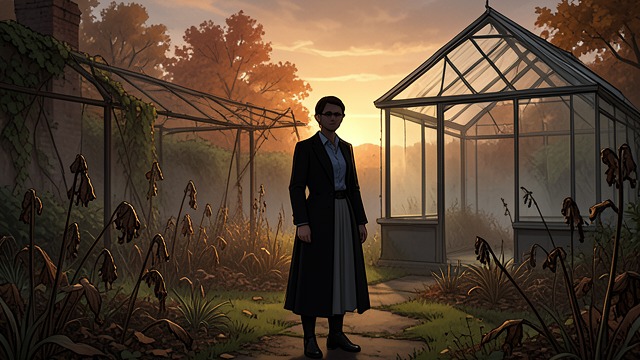 Autumn’s Abandonment from "Asylum". Growth Gives Way to Absence The Empty Garden After Edgar vanishes, Stella notices the neglected plants and unfinished Conservatory.
