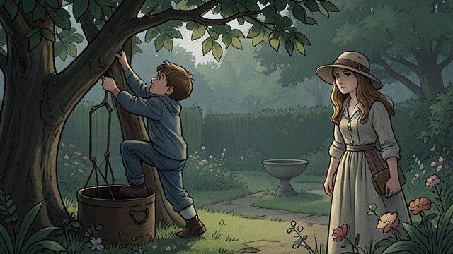 A Garden Bond from "Asylum". Mother and Child Outdoors Shared Play Charlie spends time in the garden with Edgar, showing him a strength game and climbing the apple tree.